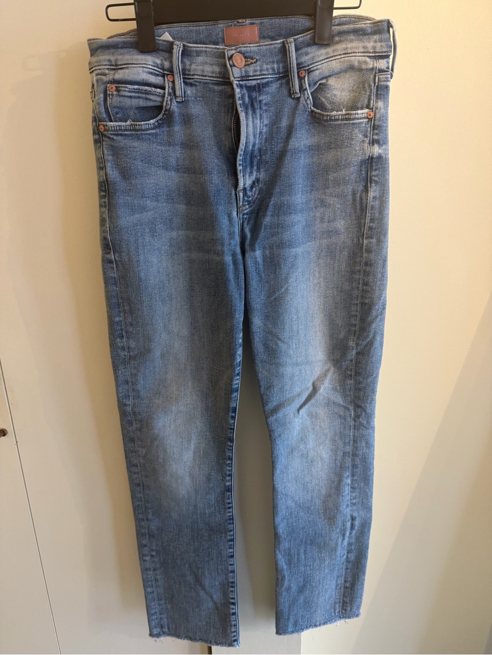 MOTHER Straight Leg Jeans in Light Blue Wash
